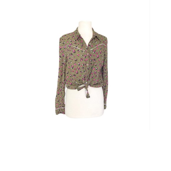 Wild Fable Green Western Style Button Up Floral To - Picture 4 of 5